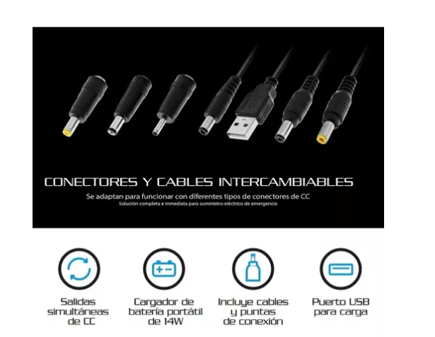 MINI DC UPS AND POWER BANK FORZA CON SALIDAS DE USB, 9V Y 12V